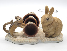 Rabbit &amp; Squirrel Figurine Tealight Candle holder Decor Resin Marjolein Bastin - £22.10 GBP