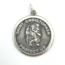 ST CHRISTOPHER vintage sterling silver pendant - patron traveler protect... - £23.49 GBP