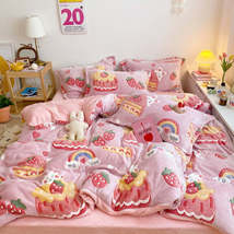 Four-Piece Princess Heart Snowflake Velvet Coral Velvet Bed Sheet Duvet Cover - £103.78 GBP