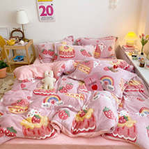 Four-Piece Princess Heart Snowflake Velvet Coral Velvet Bed Sheet Duvet Cover - £98.67 GBP