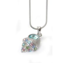 Crystal Multi Color Conch Shell Pendant Necklace White Gold - $14.19