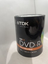 TDK DVD-R 100-Pack Spindle 16X  120 minutes 4.7GB  Recordable Discs NEW Sealed - £19.41 GBP