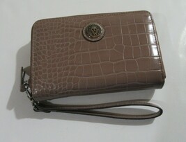 Anne Klein Double Zip Around Wallet Croco Tan - $19.99