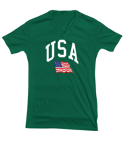 Independance Day TShirt USA Flag 4th July Green-V-Tee  - £17.36 GBP