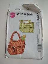 McCall&#39;s Stitch &#39;n Save M6493 Market Tote Pattern Re-usable Grocery Bag Cut - $7.59