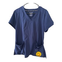 Joe Boxer Women’s L Navy Blue Scrub Top with Smiley Face Patch - €13,20 EUR
