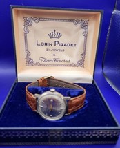 Vtg Lorin Piradet 21 Jewel Running Manual Wind Watch In Original Box - $186.07