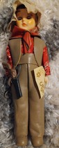 EC Vintage Carlson Cowboy Hard Plastic Doll Toy Movable Eyes &amp; Head  7.2... - £29.54 GBP