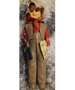 EC Vintage Carlson Cowboy Hard Plastic Doll Toy Movable Eyes &amp; Head  7.2... - £29.45 GBP