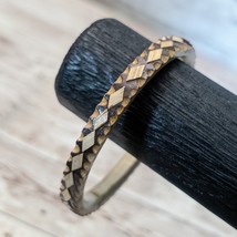 Vintage Bracelet / Bangle Wood with Diamond Pattern - Has Been Repaired - $11.99