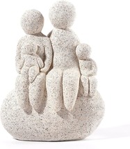 Family of 4 Figurines Resin Hand Painted Parents and Kids Beige Abstract Sculptu - £37.21 GBP