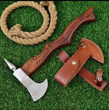 Custom handmade D2 axe with rose wood handle and leather sheath  - £172.99 GBP