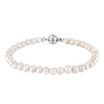 Sophisticated String of White Pearls and Sterling Silver Magnetic Clasp Bracelet - £12.98 GBP