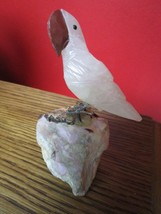 Quarz Parrot on Stone Figurine, Glue to Paws, 5&quot; Tall [a*8] - $38.21