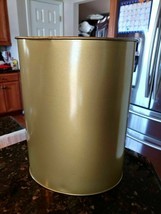 Vintage Metallic Gold Oval Waste Basket Home Office Attractive Trash Can - £33.35 GBP