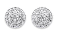 ROUND DIAMOND CLUSTER STUD EARRING 18K YELLOW GOLD STERLING SILVER - £239.49 GBP