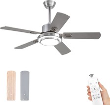 Boomjoy 42&quot; Silver Ceiling Fans With Lights And Remote Control Wood Contemporary - £92.91 GBP