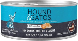 Hound and Gatos Cat Grain Free Salmon; Mackerel and Sardine 5.5oz. (Case of 24) - £84.36 GBP