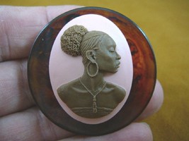 (CA20-54) RARE African American LADY brown + lt pink CAMEO bakelite Pin Pendant - $50.48