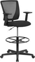 Flash Furniture Harper Ergonomic Mid-Back Mesh Drafting Chair Set of 1, Black  - £268.28 GBP