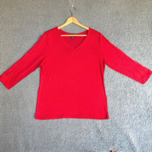 By Design Sweater Womens XL Red Knit Lace Up Sleeve V-Neck Christmas Top... - £8.83 GBP