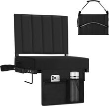 Versatile Folding Stadium Seat with Cup Holder, Padded Cushion, and Straps - $50.44