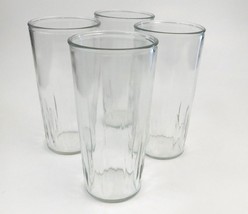 Set Of 4 Peanut Butter Glasses Tumblers With Arrow Ribbing MCM Vintage - $43.56