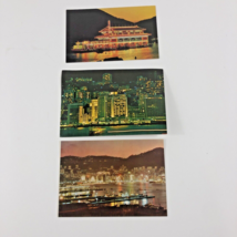 Vintage Hong Kong at Night China postcard lot of 3 Central District Sea Palace - £9.15 GBP