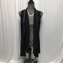 125 Apparel Amy Zipper Vest Size Medium Black Open Front Sleeveless Cardigan NEW - $28.41