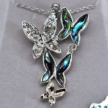Storrs Wild Pearle Abalone Shell Butterfly Majesty Pendant Silver Tone N... - $24.74