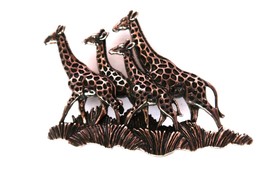 Vtg 925 Sterling Silver Herd of Giraffe Brooch Marked African Safari Gorgeous - £27.49 GBP