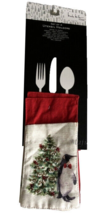 Nicole Miller Christmas Tree Penguin Set Of 4 Utensil Holders Embroidere... - £21.96 GBP