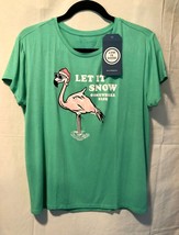 Life is Good Womens Shirt Green Flamingo Let It Snow Somewhere Else NWT New Sz M - £20.10 GBP