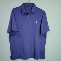Polo Ralph Lauren Cotton Polo Shirt Men&#39;s XL Blue 100% Cotton 3 Button  - £13.95 GBP