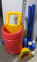 Vintage Little Tikes Totsports Toy Golf Set Easy Hit Red Cart 2 Blue Clubs Balls - £11.10 GBP