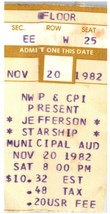 Vintage Jefferson Starship Ticket Stub Novembre 20 1982 Kansas Ville - £21.40 GBP
