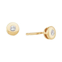 14k Yellow Gold Womens Round Diamond Solitaire Screwback Stud Earrings 1/10 - £159.07 GBP