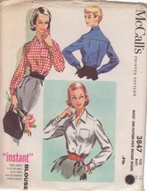 Mc Call's Pattern 3847 Dated 1956 Size 14 Misses' Instant Blouse Uncut - $3.00