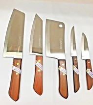 5pcs Thai KIWI Brand Knives Wood Handle Kitchen Blade Stainless - £30.83 GBP