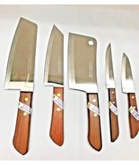 5pcs Thai KIWI Brand Knives Wood Handle Kitchen Blade Stainless - £30.59 GBP