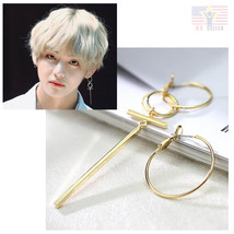 K pop Korean Star BTS Bangtan Boys Album V DNA Gold Silver Stud Cross Earrings - £4.29 GBP+