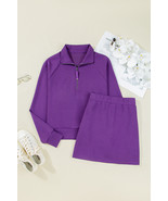 Wisteria Half Zip Sporty Pullover Mini Skirt 2pcs Outfit - $35.99