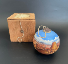 Handmade and Handpainted 4&quot; Pottery Ornament with Grand Canyon Landscape - £109.11 GBP