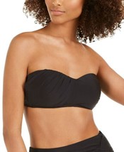 DKNY Womens Draped-Front Bandeau Bikini Top Color Black Size L - £53.04 GBP