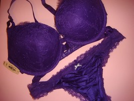 Victoria&#39;s Secret 32DD Conjunto Sujetador XS, S Uva Violeta Tiras Scandalous Muy - £58.48 GBP