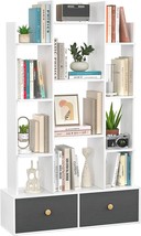 Unikito Bookshelf with 2 Drawers Free Standing Bookcase, Office Storage Shelf - £98.29 GBP
