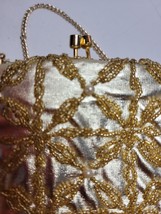 Gold Beaded Evening Bag with Pearls and Chain - £27.97 GBP