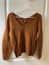 Anthropologie Maeve Women&#39;s XS Lupita V-Neck Sweater Rust Orange NWOT - £27.30 GBP