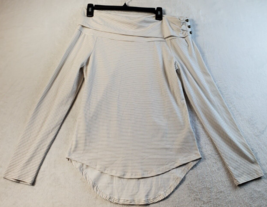 Mia Joy Blouse Top Women Size XS White Striped Knit Long Sleeve Off The Shoulder - £13.90 GBP