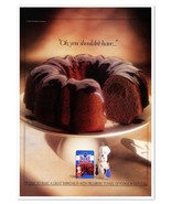 Pillsbury Tunnel of Fudge Bundt Cake Vintage 1992 Full-Page Print Magazi... - £7.62 GBP